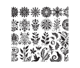 Nature-Inspired Patterns vector art graphic resources silhouette vector style, white background