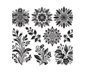 Nature-Inspired Patterns vector art graphic resources silhouette vector style, white background