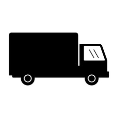 Silhouette cargo truck isolated on a white background, suitable for icons, logos, symbols, promotional media for expeditions, goods delivery, online shopping for delivery