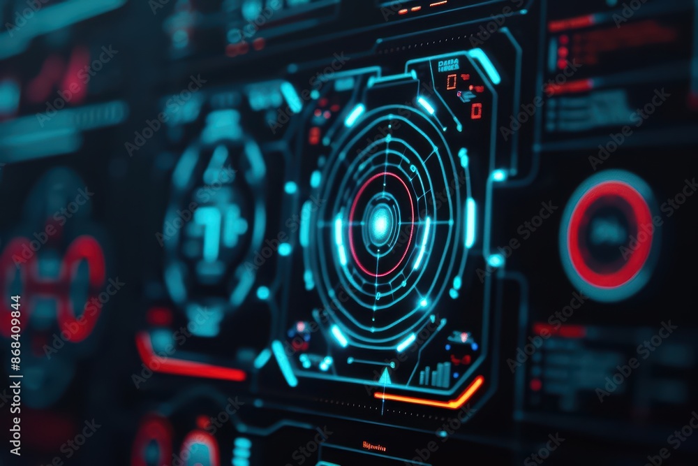 Poster a sleek, futuristic display featuring a holographic shell in a digital environment with copy space