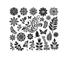 Nature-Inspired Patterns vector art graphic resources silhouette vector style, white background