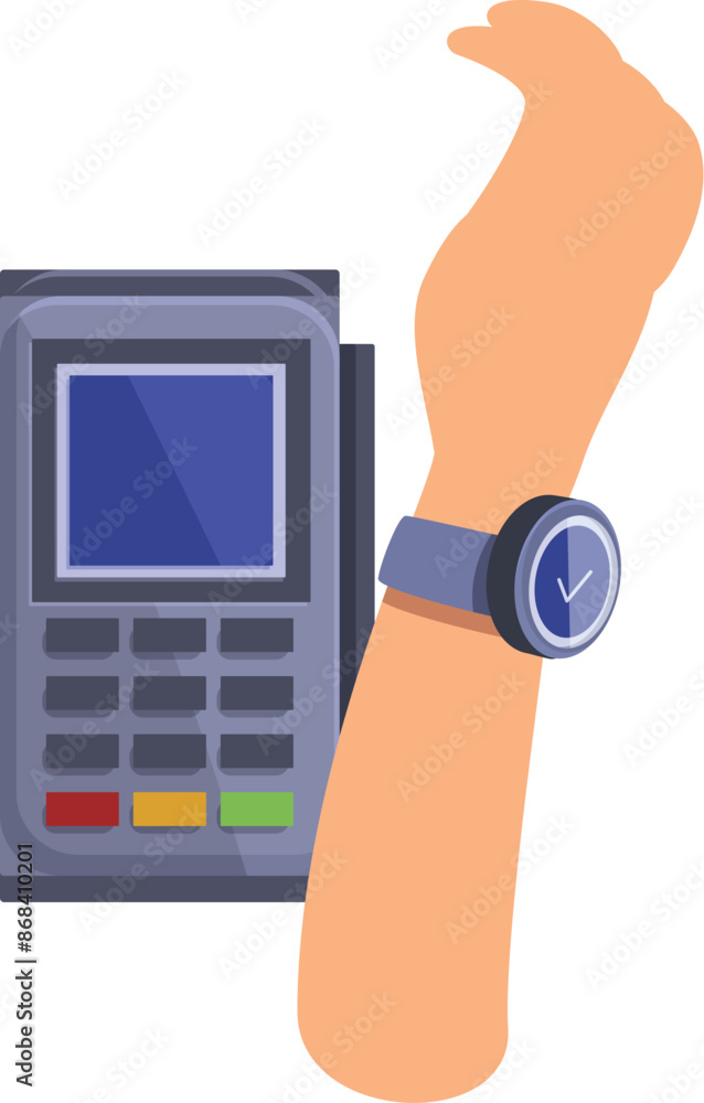 Aufkleber customer is using a smartwatch to make a contactless payment on a pos terminal