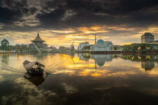 view of sarawak river at kuching city