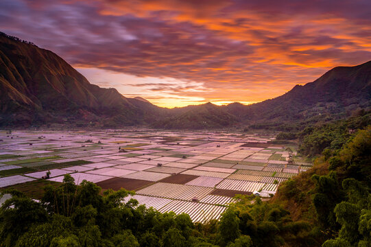 sunset over the mountains