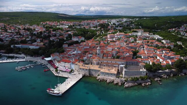 Aerial View Of Krk Town Croatia
