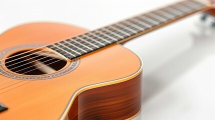 Fototapeta premium A crisp and clear photo of an old acoustic guitar with a vintage design