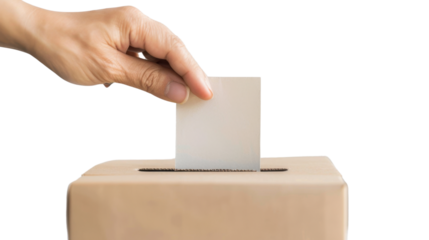 Elections Vote , voting hand paper, in box,  on Referendum, president,  on transparent background