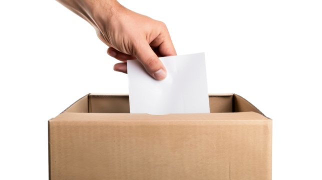 Elections Vote , voting hand paper, in box,  on Referendum, president,  on transparent background