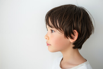 side profile of young boy with calm expression