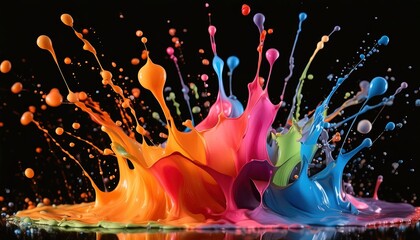 Explosive Burst of Vibrant Colorful Paint Splashes