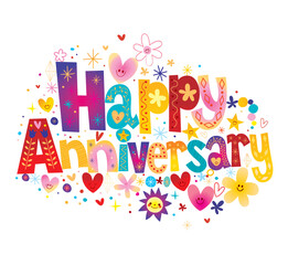 Happy Anniversary greeting card with unique lettering
