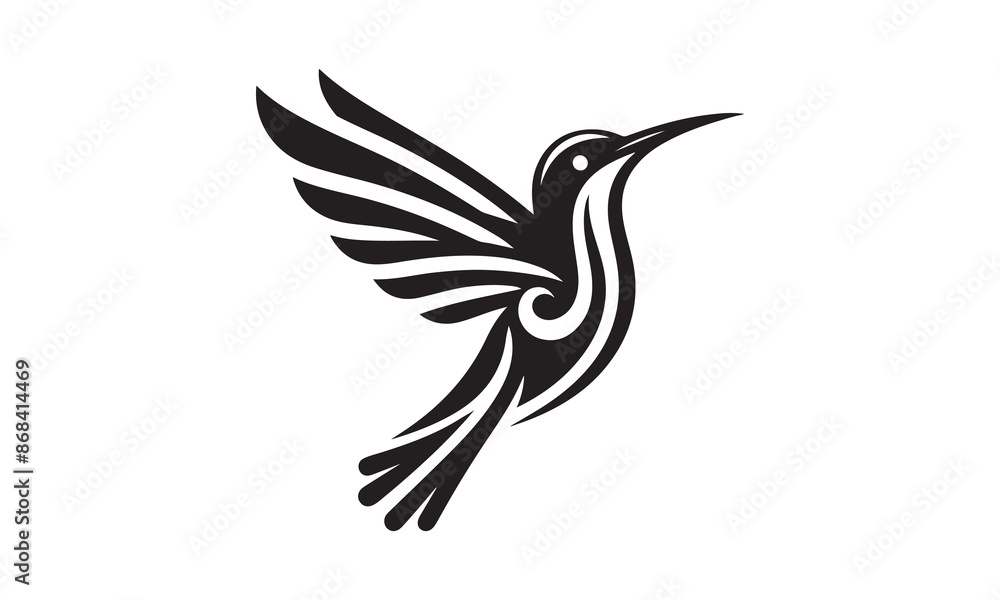 Wall mural hummingbird icon silhouette, files for cutting cricut and silhouette, isolated on white background, 