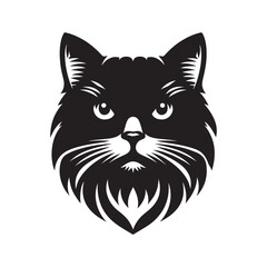 A black and white cute cat had silhouette vector art illustrator with white background