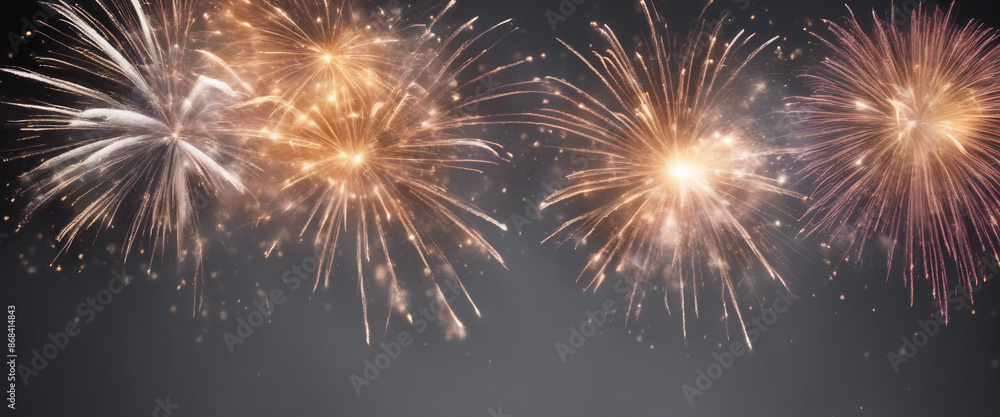 Poster fireworks element set on transparent background