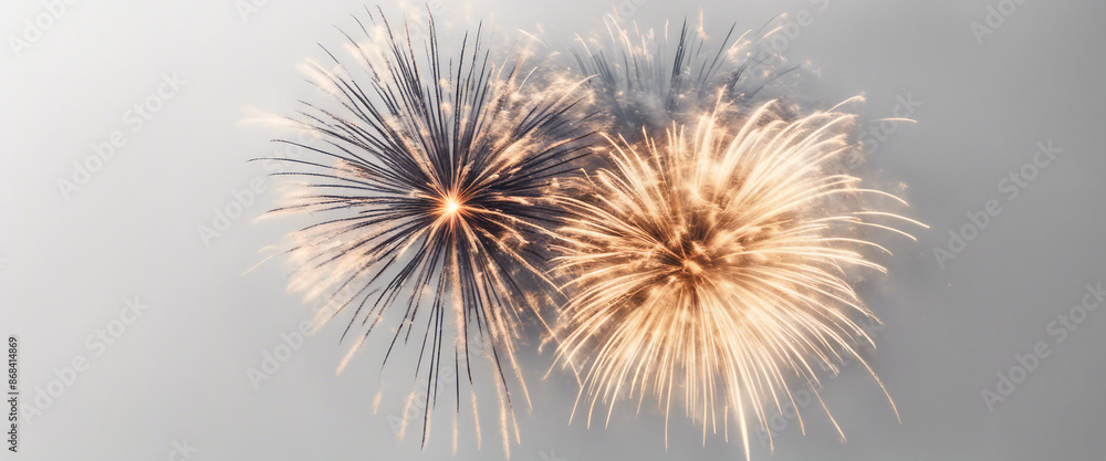 Poster fireworks element set on transparent background
