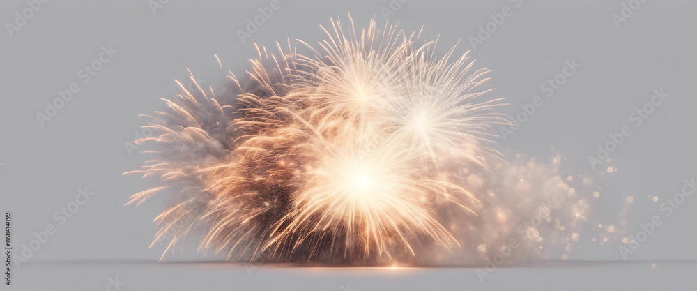 Poster fireworks element set on transparent background
