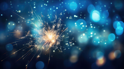 Fototapeta premium generated illustration of beautiful burning sparkler with bokeh light background