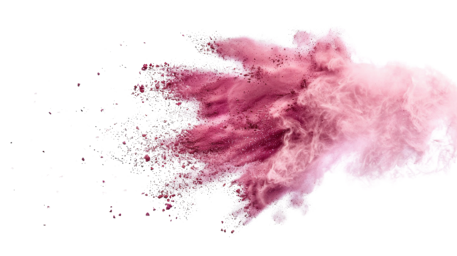 Colorful sand powder explosion on transparent background