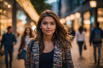 Fototapeta premium Girls shopping and walking in the city