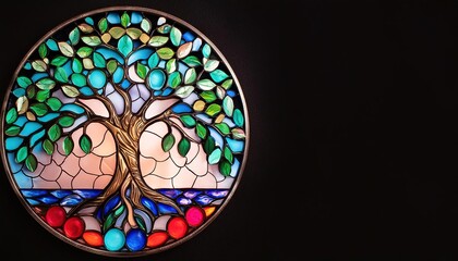 Stained Glass Art Tree of Life Window