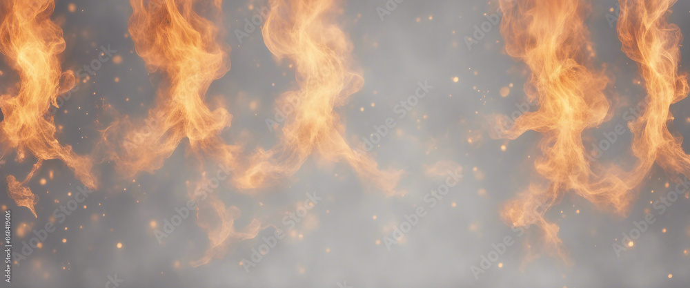 Wall mural Set of burning fires of flames and sparks on transparent background For use on light backgrounds