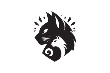 Cat Silhouette  vector image with white background.