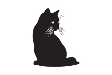 Cat Silhouette  vector image with white background.