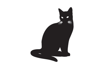 Cat Silhouette  vector image with white background.