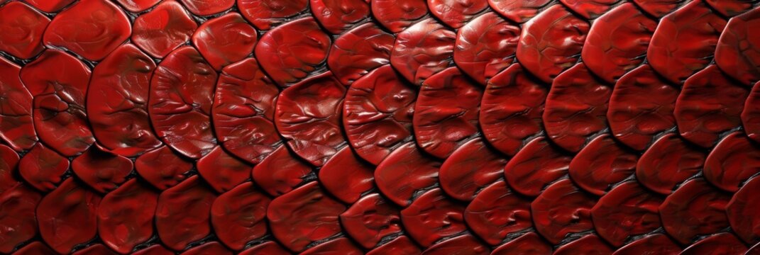 Red snake skin leather texture. Close up reptile background
