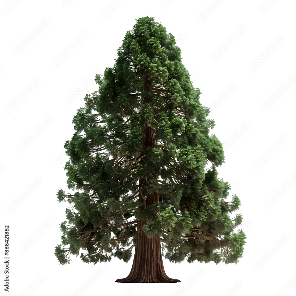 Poster detailed illustration of a single evergreen tree perfect for design and composite projects