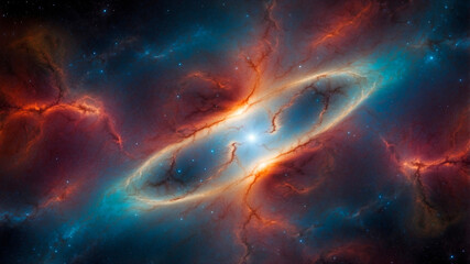 Colorful Space Galaxy Nebula with Starry Night and Supernova