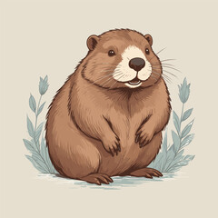 Cute Cartoon Otter Illustration