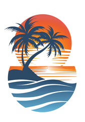 Graphic beach Scene, t-shirt design