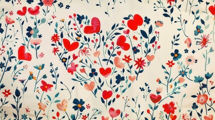 Cute heart, floral pattern, delicate design, spring theme, adding a touch of elegance