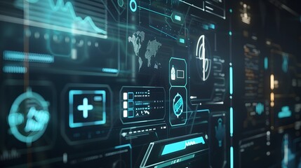 Obraz premium medical health care icon element interactive design innovation concept background. 