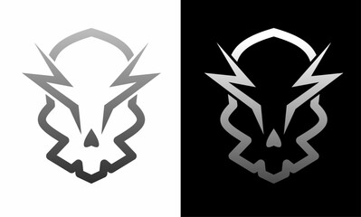 illustration vector graphic of template logo design skull with electricity
