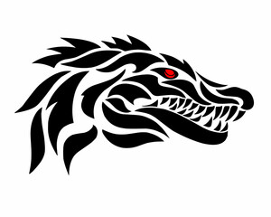 illustration vector graphic of tribal art abstract design crocodile head