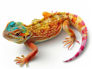 Obraz premium A bright colorful bearded dragon isolated on white background