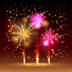 Naklejka premium Colorful fireworks in night sky