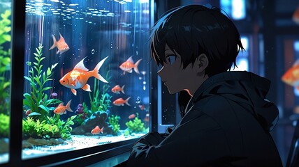 The boy and goldfish
