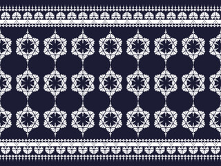 Geometric ethnic ikat pattern traditional Design for background, carpet, wallpaper, clothing, wrapping, Batik, fabric, sarong, Vector illustration embroidery style.