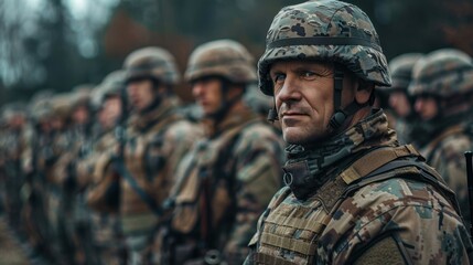 Obraz premium A defense minister overseeing a military exercise, photorealistic, emphasizing leadership and strategy.