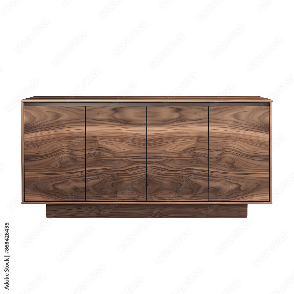 Poster elegant wooden sideboard with sleek design isolated on a transparent checkered background