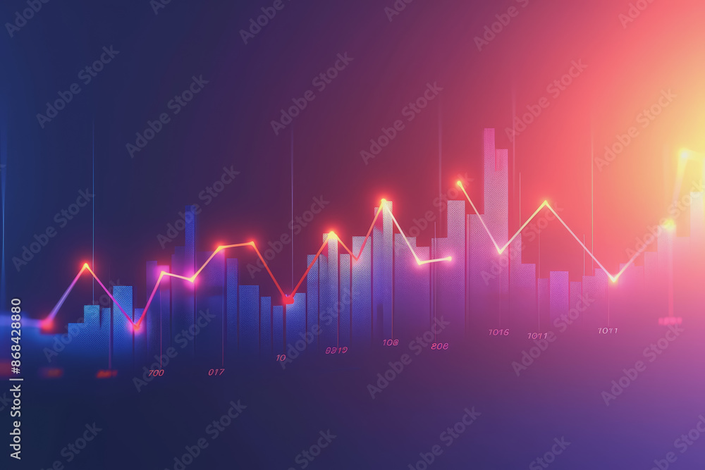 Poster screenshots of interactive quizzes or stock market graphs showing progress and success