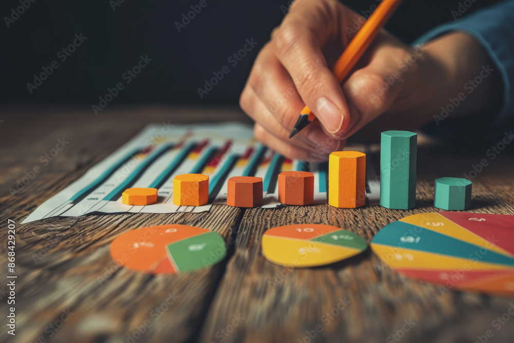 Poster screenshots of interactive quizzes or stock market graphs showing progress and success