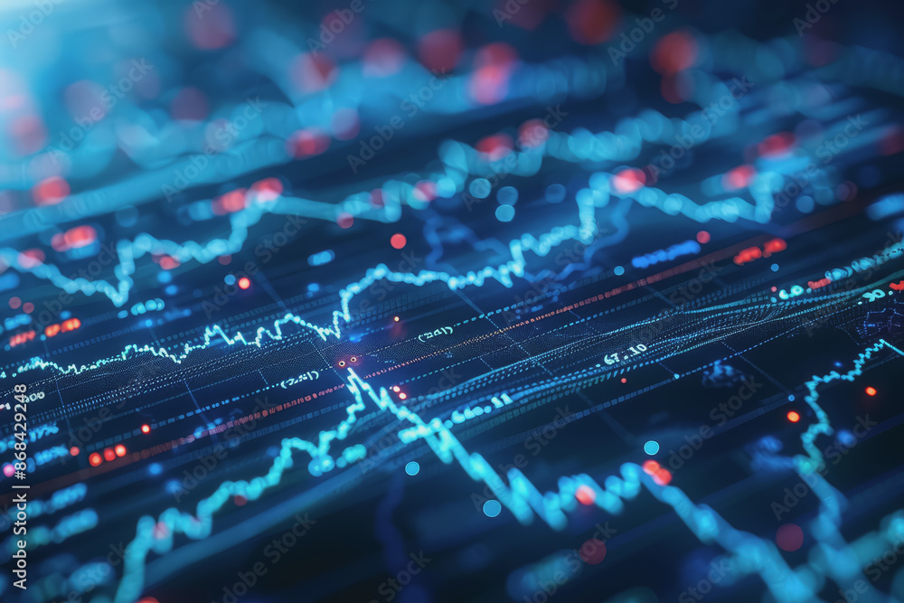 Aufkleber screenshots of interactive quizzes or stock market graphs showing progress and success