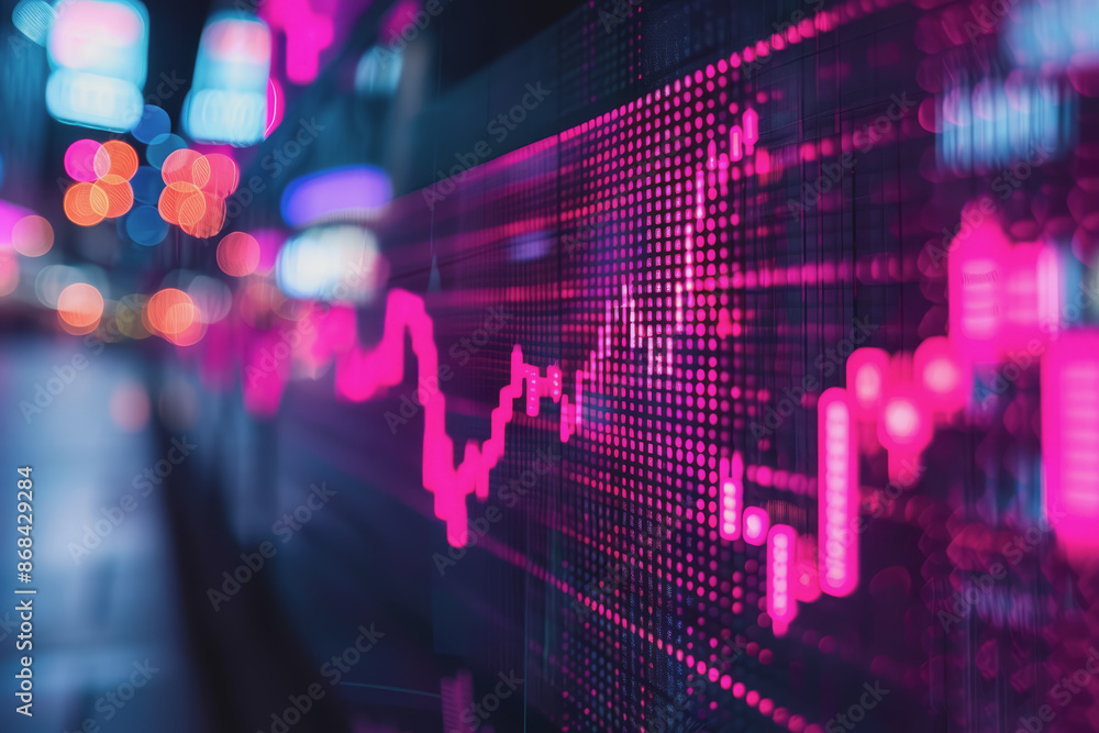 Poster screenshots of interactive quizzes or stock market graphs showing progress and success