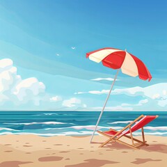Summer travel poster banner display podium with sand and summer beach scene design background. Generative AI
