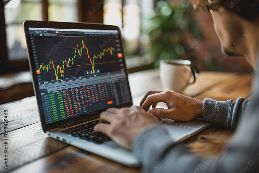 Aufkleber screenshots of interactive quizzes or stock market graphs showing progress and success