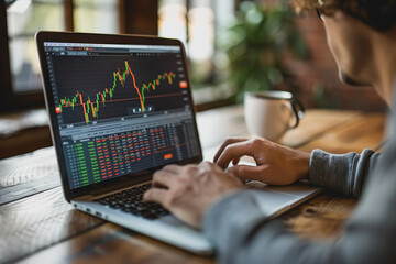 Screenshots of interactive quizzes or stock market graphs showing progress and success